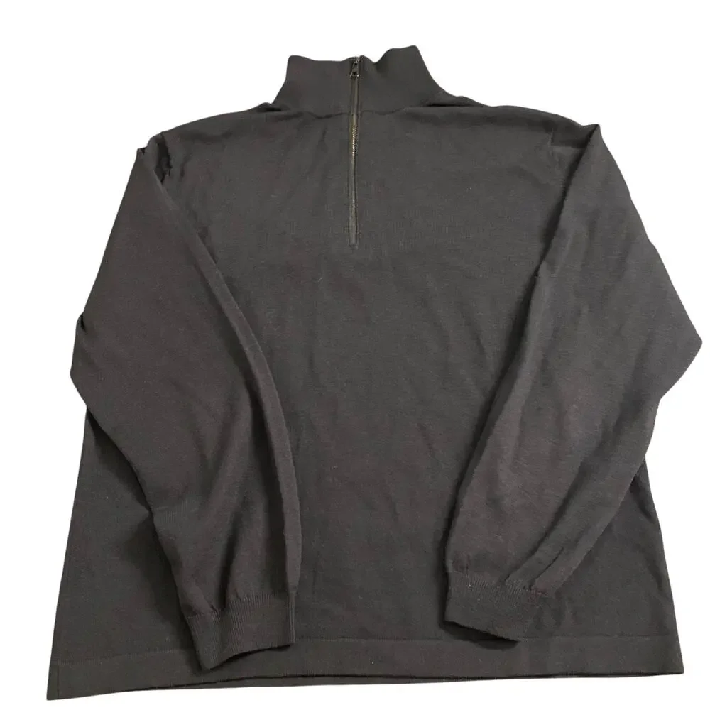 Banana Republic Men’s XL Black Merino Wool Quarter-Zip Sweater Pullover Classic